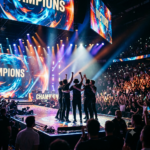 Poster Esports World Cup 2026 dengan panggung turnamen esports megah
