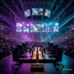 Panggung turnamen Esports World Cup 2026 dengan sorot lampu arena