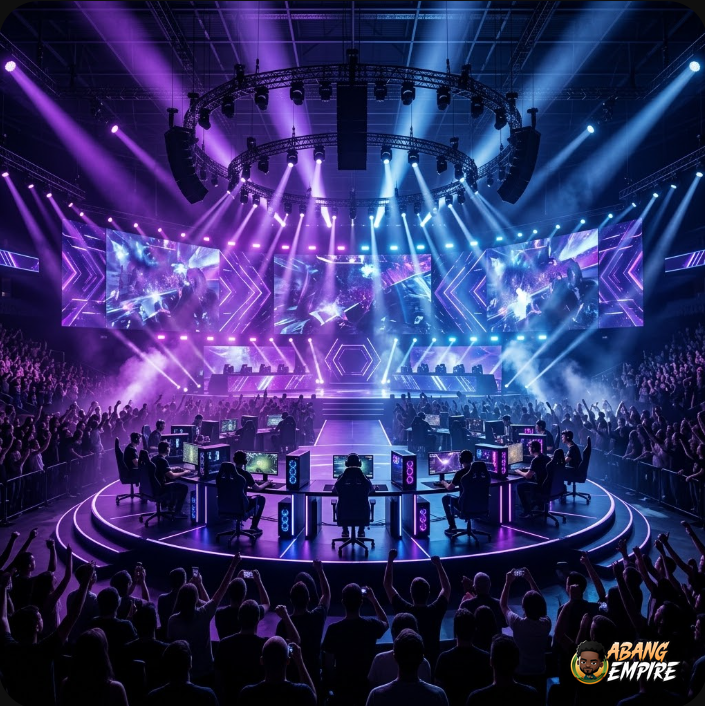 Panggung arena Esports World Cup 2026 di Paris dengan sorotan lampu